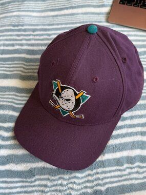 Vintage New Era Anaheim Mighty Ducks Purple Eggplant NHL Snapback Cap